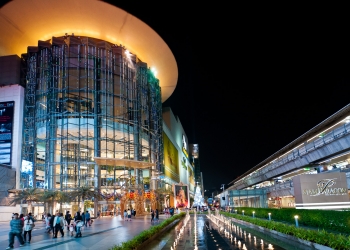The Siam Paragon shopping center in Bangkok is decorated for the Christmas and New Year holidays.