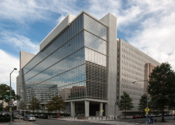 Washington DC, USA - September 14, 2014: The World Bank Headquarters Building on H street in Washington DC. The World Bank provides loans and technical assistance grants to developing countries for programs that reduce poverty.