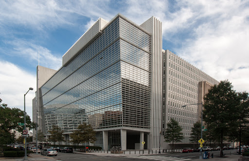 Washington DC, USA - September 14, 2014: The World Bank Headquarters Building on H street in Washington DC. The World Bank provides loans and technical assistance grants to developing countries for programs that reduce poverty.