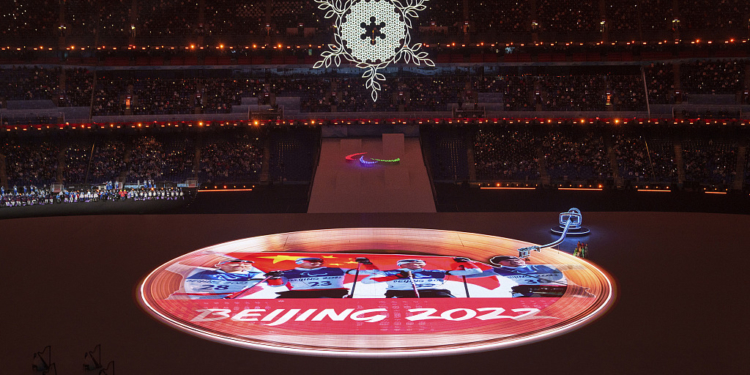 ’Turning on the Record Player’ segment of the Closing Ceremony at the National Stadium. Beijing 2022 Winter Paralympic Games, Beijing, China, Sunday 13 March 2022. Photo: OIS/Bob Martin. Handout image supplied by OIS/IOC