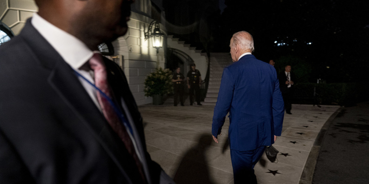 President Joe Biden arrives at the White House in Washington, Saturday, July 16, 2022, after returning from a trip to Israel and Saudi Arabia. (AP Photo/Andrew Harnik)