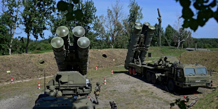FILE PHOTO: Russian S-400 missile air defence systems are seen during a training exercise at a military base in Kaliningrad region, Russia August 11, 2020. REUTERS/File Photo