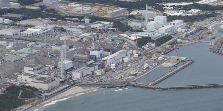 An aerial photo shows Fukushima No. 1 nuclear power plant in Okuma, Fukushima Prefecture on May 31, 2023.  A massive earthquake occurred and the following tsunami hit the plant triggering a nuclear disaster at Fukushima No. 1 plant nearly 12 years ago.  The decommissioning of the reactors will take 40 years to complete. Japanese government prepares to release more than a million tonnes of treated water from the Fukushima nuclear plant into the sea. ( The Yomiuri Shimbun via AP Images )