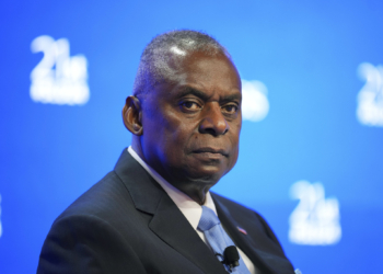 U.S. Defense Secretary Lloyd Austin looks on during the Shangri-La Dialogue summit at the Shangri-La Hotel in Singapore, Saturday, June 1, 2024. (AP Photo/Vincent Thian)