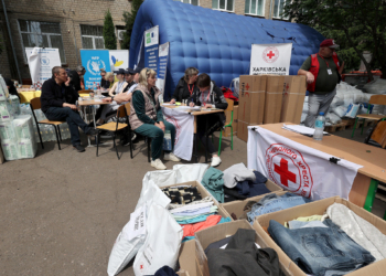 A centre provides help to people evacuated from the Kharkiv region, northeastern Ukraine. May 19, 2024. Photo by Vyacheslav Madiyevskyy/Ukrinform/ABACAPRESS.COM