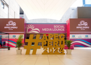 LIMA, PERU - 2024/11/10: Social media Lounge view in the First day of the APEC Peru 2024 Economic Leaders Week (AELW). The Asia-Pacific Economic Cooperation (APEC), established in November 1989, is an economic forum composed of 21 Asia-Pacific economies, considered the most dynamic region in the world. (Photo by Carlos Garcia Granthon/Fotoholica Press/LightRocket via Getty Images)