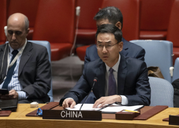 China's deputy permanent representative to the U.N. Geng Shuang speaks during a security council meeting at United Nations headquarters, Friday, June 23, 2023. (AP Photo/Yuki Iwamura)