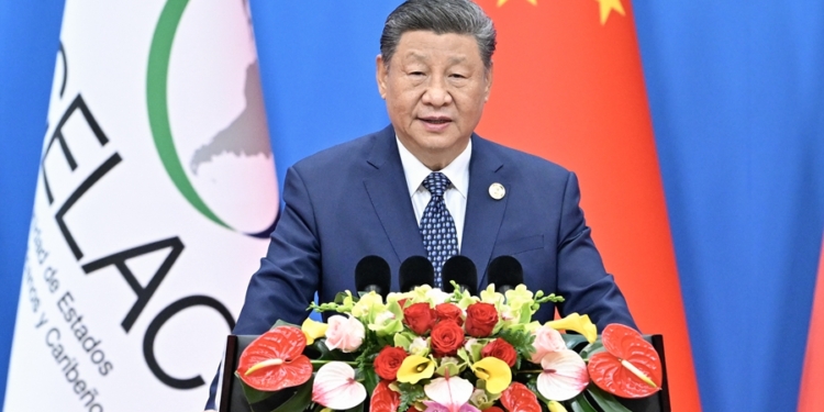 新华社照片,北京,2025年5月13日
5月13日上午,国家主席习近平在北京国家会议中心出席中国-拉美和加勒比国家共同体论坛第四届部长级会议开幕式并发表主旨讲话。
新华社记者 殷博古 摄