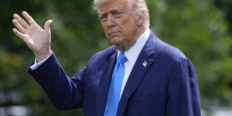 President Donald Trump walks from the Oval Office before departing on Marine One from the South Lawn of the White House, Friday, June 6, 2025, in Washington. (AP Photo/Alex Brandon)