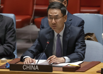 China's deputy permanent representative to the U.N. Geng Shuang speaks during a security council meeting at United Nations headquarters, Friday, June 23, 2023. (AP Photo/Yuki Iwamura)
