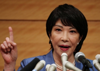 Japanese lawmaker Sanae Takaichi speaks at a news conference to announce her running in the ruling Liberal Democratic Party (LDP) leadership race to succeed Prime Minister Yoshihide Suga in Tokyo, Japan, September 8, 2021.   REUTERS/Kim Kyung-Hoon