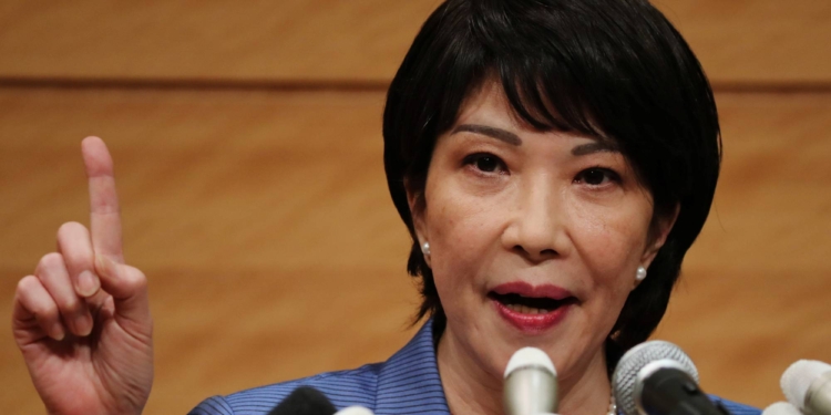 Japanese lawmaker Sanae Takaichi speaks at a news conference to announce her running in the ruling Liberal Democratic Party (LDP) leadership race to succeed Prime Minister Yoshihide Suga in Tokyo, Japan, September 8, 2021.   REUTERS/Kim Kyung-Hoon