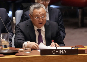 China's UN Ambassador Fu Cong addresses the United Nations Security Council, Thursday, Dec. 19, 2024. (AP Photo/Richard Drew)