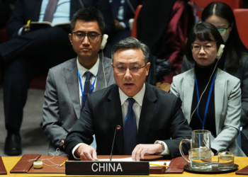 China's Deputy U.N. Ambassador Sun Lei addresses the Security Council Monday, Jan. 5, 2026 at U.N. headquarters. (AP Photo/Frank Franklin II)