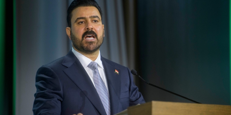 Iraqi Prime Minister Ali al-Zaidi speaks at the U.S. Iraq Business Summit at the U.S. Chamber of Commerce, Friday, July 17, 2026, in Washington. (AP Photo/Rod Lamkey, Jr.)