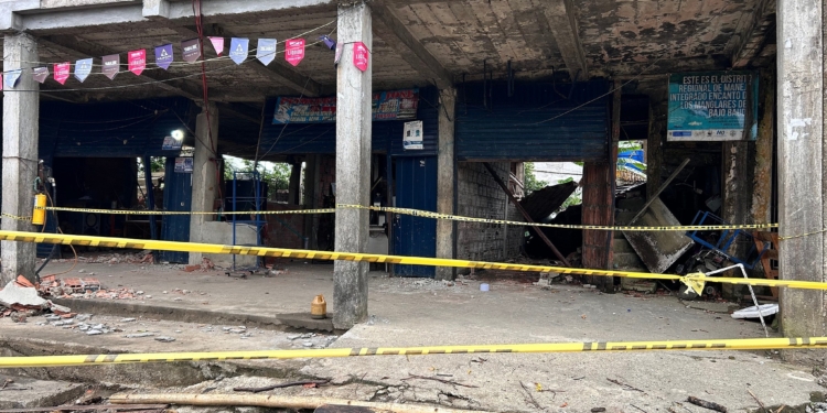 15 August 2026, Colombia, Pizarro: Damage is visible following the earthquake. Photo by: Philipp Znidar/picture-alliance/dpa/AP Images