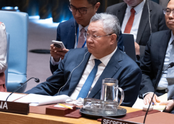 NEW YORK, UNITED STATES - 2026/06/18: Ambassador Fu Cong of China attends Security Council meeting on the situation in the Middle East, particularly in Gaza. The meeting was called by 10 elected members of SC and supported by 4 permanent members excluding United States. (Photo by Lev Radin/Pacific Press/LightRocket via Getty Images)