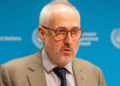 NEW YORK, UNITED STATES - 2025/10/31: Stephane Dujarric, spokesperson for the Secretary-General moderates press briefing at UN Headquarters. (Photo by Lev Radin/Pacific Press/LightRocket via Getty Images)