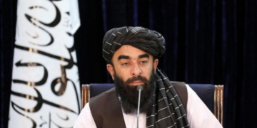 Taliban spokesman Zabihullah Mujahid speaks during a news conference in Kabul, Afghanistan November 10, 2021. REUTERS/Ali Khara NO RESALES. NO ARCHIVES