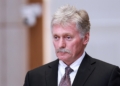 KAZAKHSTAN, ASTANA - MAY 29, 2026: Russian President Putin's spokesman Dmitry Peskov looks on during Russian President Vladimir Putin's press briefing following a meeting of the Supreme Eurasian Economic Council. Alexander Shcherbak/TASS