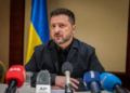 Ukrainian President Volodymyr Zelenskyy speaks to the media after a German-Ukrainian business forum in Kyiv, Ukraine, Sunday, Oct. 4, 2026. (AP Photo/Dan Bashakov)